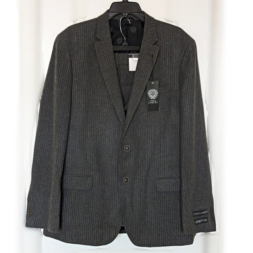 Vince Camuto Men's Bell 2-Piece Suit Light Gray Striped Size 46R/W40 (MSRP $150)